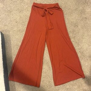 Haute Monde wide leg pants with waist band bow tie